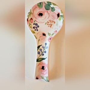 Blessed Beyond Measure Counter Top Collection Flowered Ceramic Spoon Rest EUC